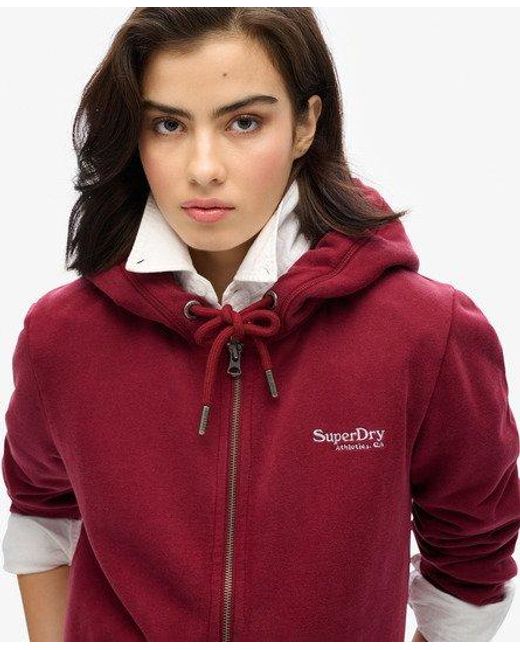 Superdry Red Essential Logo Zip Hoodie