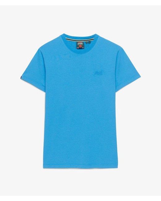 Superdry Blue Essential Logo Embroidered Neon T-Shirt for men