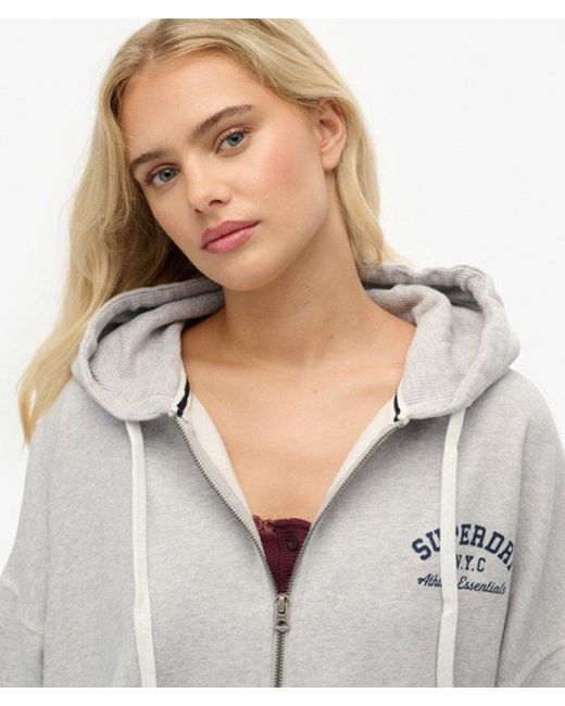 Superdry Gray & Co Athletic Essentials Oversized Zip Hoodie