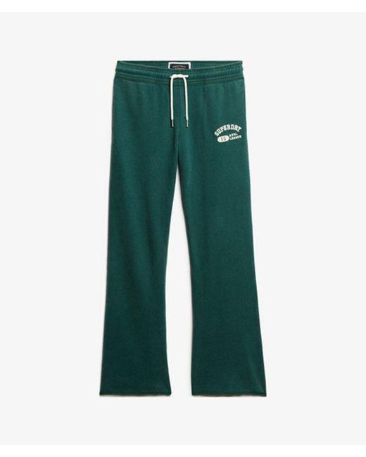 Superdry Green Embroidered Athletic Essentials Low Rise Flare joggers