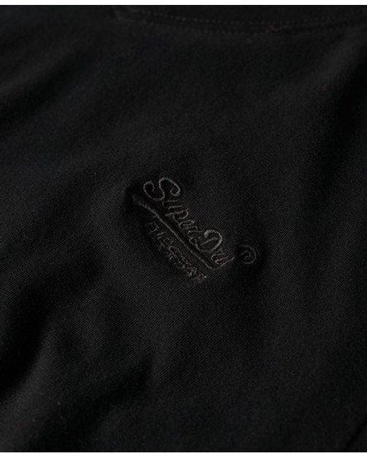 Superdry Black Organic Cotton Embroidered Logo V Neck T-shirt for men