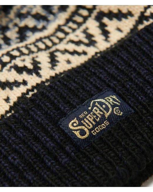 Superdry Black & Co Patterned Knitted Beanie Hat