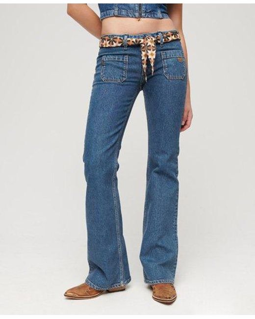 Superdry Slimfit Vintage Flare Jeans Van Biokatoen Met Lage Taille in het Blue