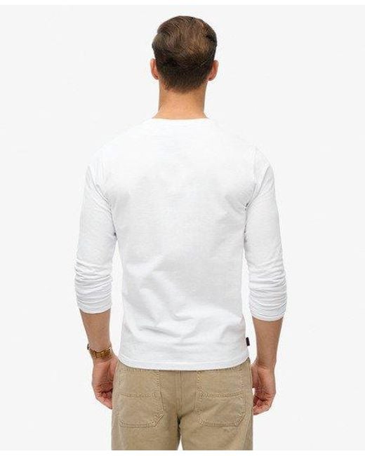 Superdry White Essential Logo Long Sleeve Top for men