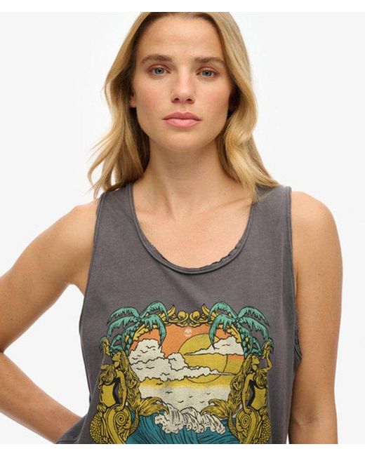 Superdry Green & Co Psych Surf Graphic Racer Vest Top