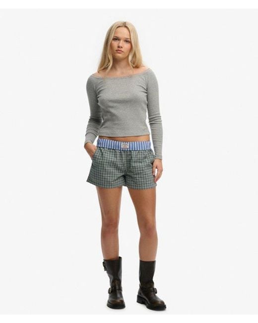 Superdry Gray Athletic Essentials Lace Long Sleeve Top
