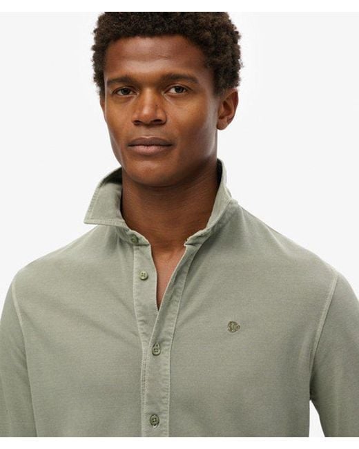Superdry Green & Co Vintage Destroy Pique Long Sleeve Shirt for men