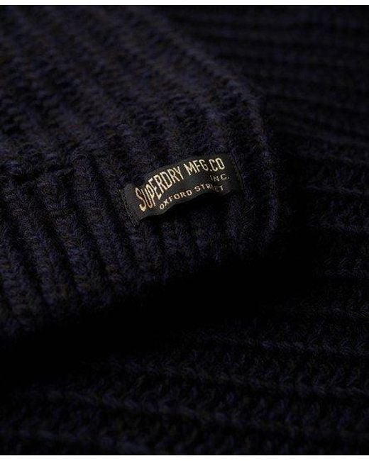 Superdry Blue Chunky Knit Henley Jumper for men