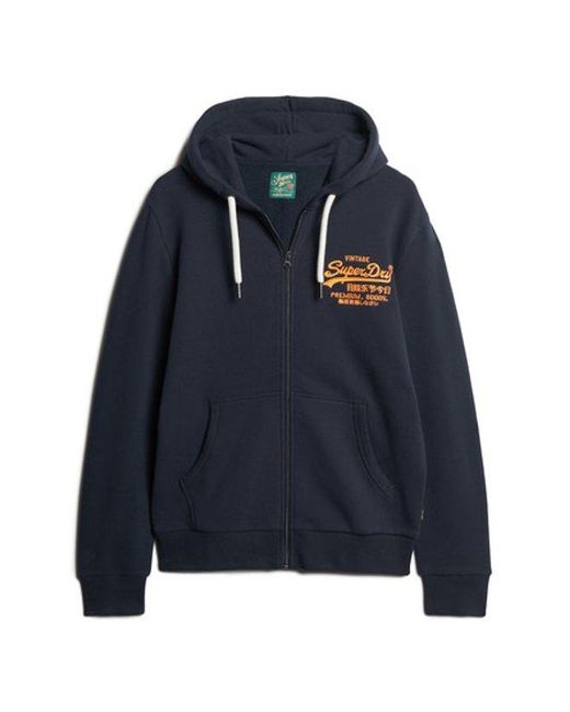 Superdry Blue & Co Neon Vintage Logo Zip Hoodie for men
