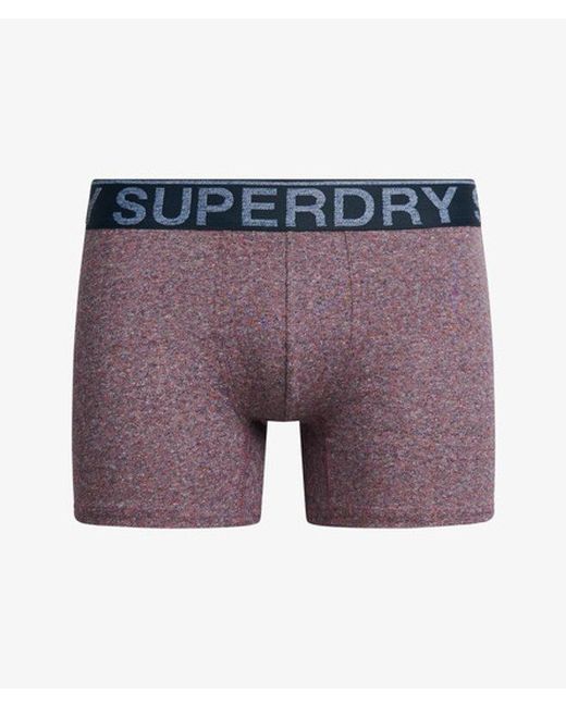 Superdry Blue Classic Logo Print Cotton Boxer Triple Pack for men
