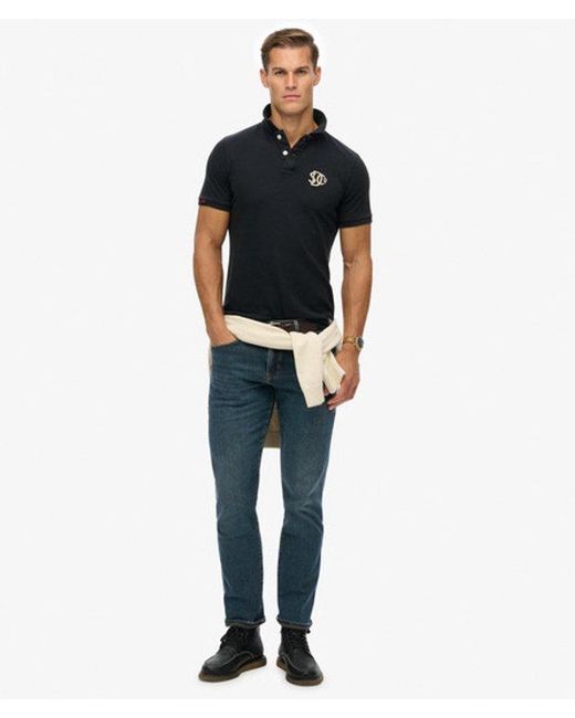 Superdry Black & Co Vintage Athletic Embroidered Polo Shirt for men