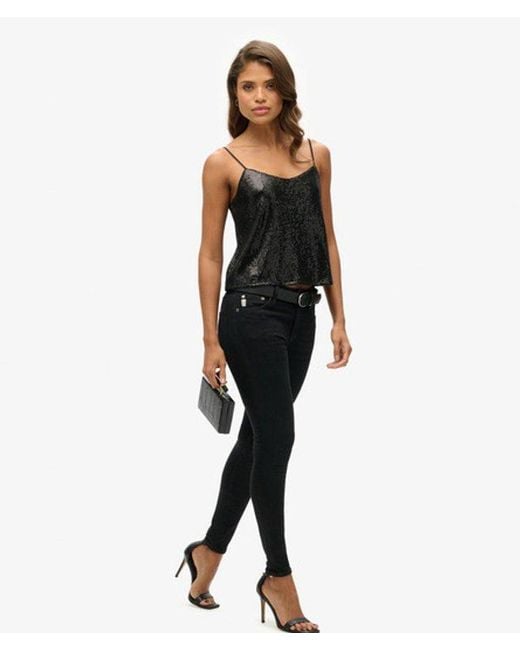 Superdry Black & Co Sequin Cami Vest Top