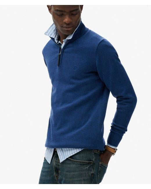 Superdry Blue & Co Essentials Cotton Half Zip Jumper for men