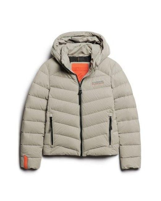 Superdry Gray Hooded Microfibre Padded Jacket
