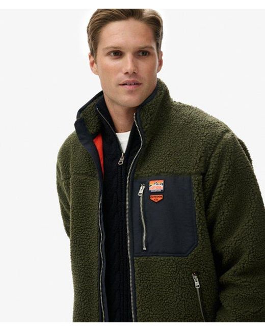 Superdry Green & Co Vintage Retro Borg Fleece Jacket for men