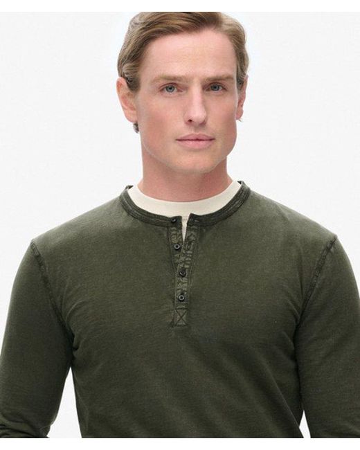 Superdry Green Long Sleeved Jersey Grandad Top for men