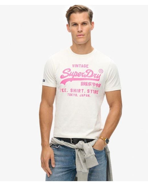 Superdry Pink & Co Neon Vintage Logo Graphic T-shirt for men