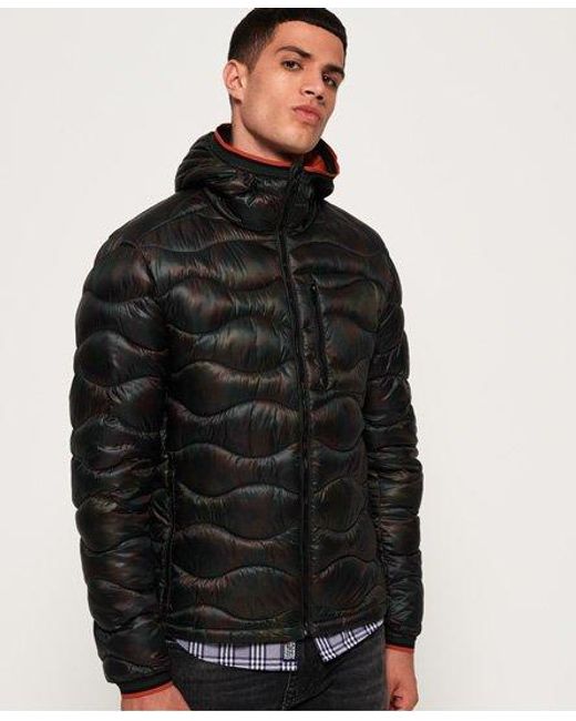 Superdry Black Wave Quilt Jacket Camo Aop for men