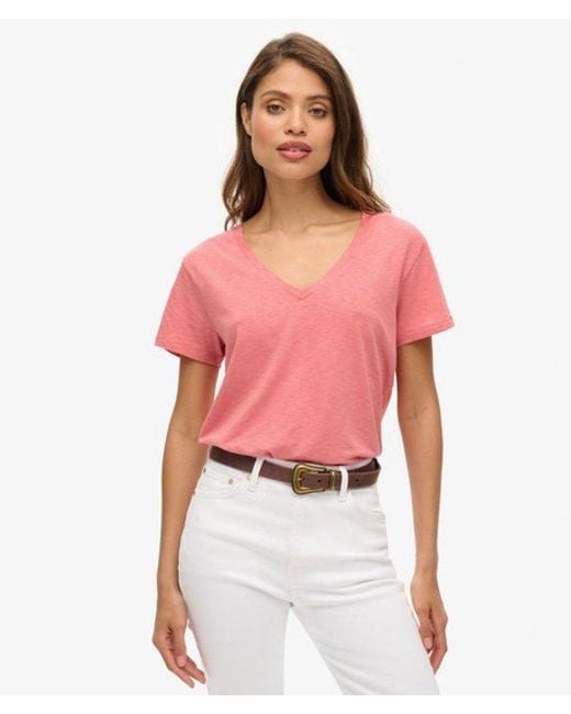Superdry & Co Slub Embroidered V-neck T-shirt