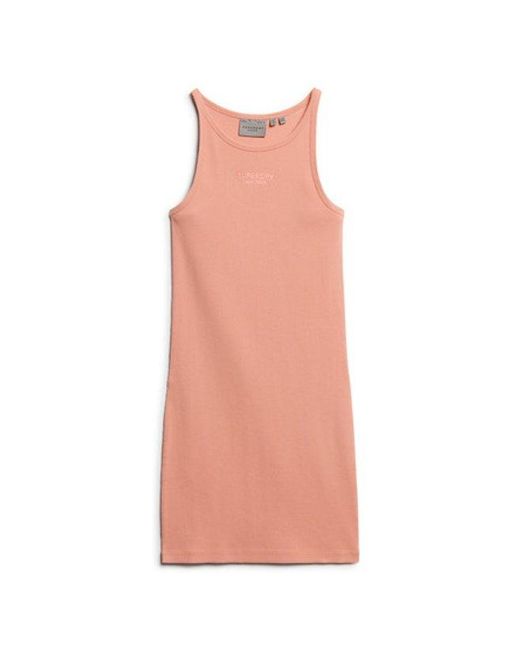 Superdry Natural Embroidered Rib Racer Dress