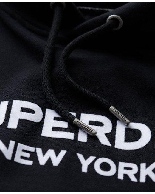 Sweat à capuche ample sport luxe Superdry en coloris Black