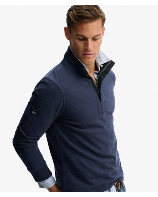 Superdry Blue & Co Cotton Classics Jersey Half Zip Sweatshirt for men
