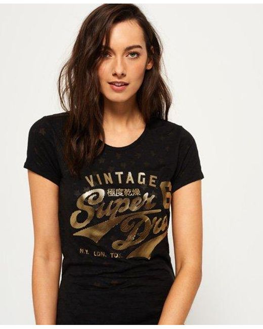 Superdry Black Stacker Burnout T-Shirt