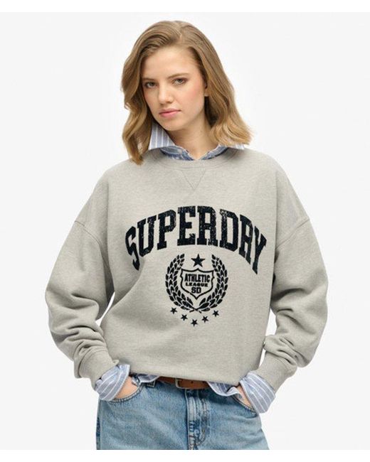 Superdry Gray & Co Athletic Relaxed Flock Sweatshirt