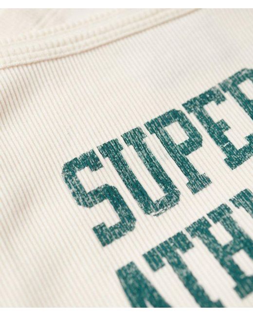 Superdry Green Athletic College Graphic Rib Cami Top Cream
