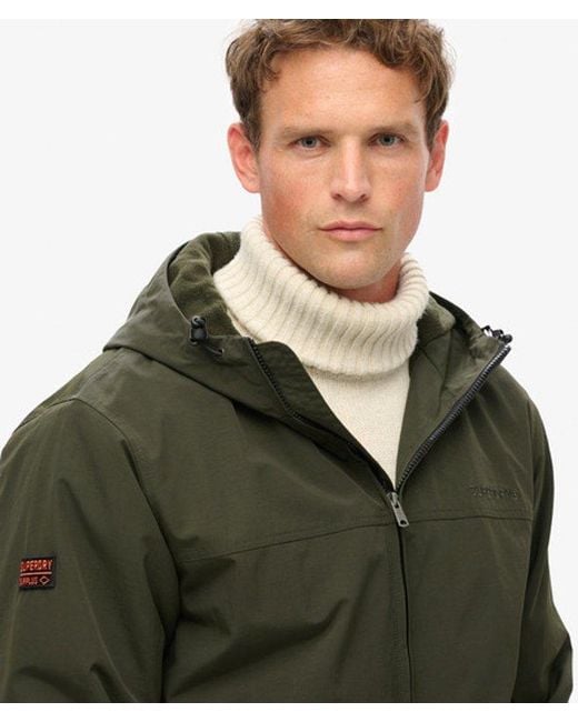 Superdry Green & Co Classic Embroidered Logo Surplus Nylon Hooded Bomber Jacket for men