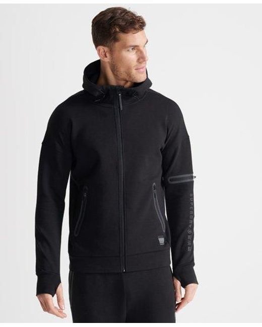 Superdry Sport Training Gymtech Zip Hoodie in Black for Men | Lyst