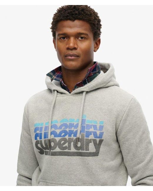 Superdry Gray Stacked Hoodie for men