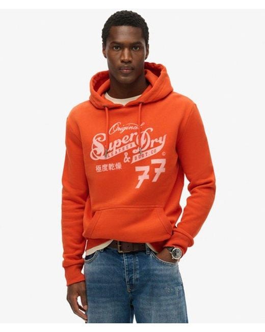Superdry Red Leather & Boot Co Script Hoodie for men