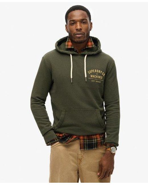 Superdry Green Workwear Flock Chest Graphic Hoodie for men