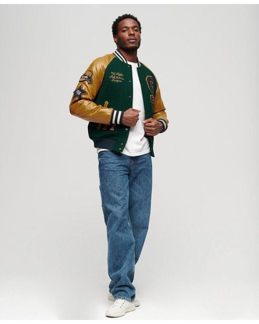 Superdry College Varsity Patched Bomber Jacket in Green for Men | Lyst