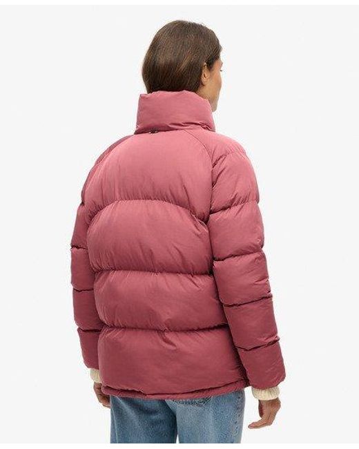 Superdry Red Mid Length Puffer Jacket