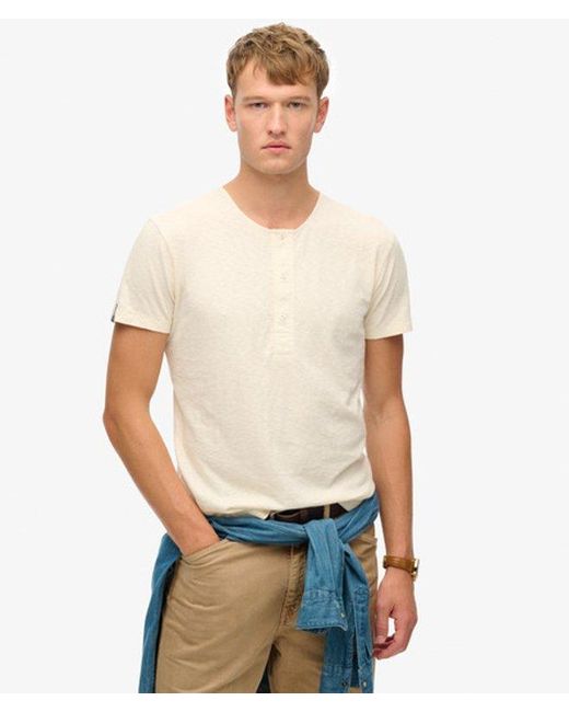 Superdry White The Merchant Store - Short Sleeve Grandad Top for men