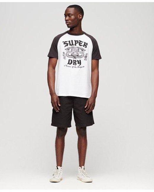 Superdry White Blackout Rock Graphic Raglan T-shirt for men