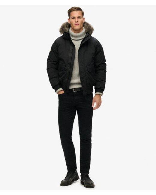 Superdry Black & Co Everest Faux Fur Bomber Jacket for men