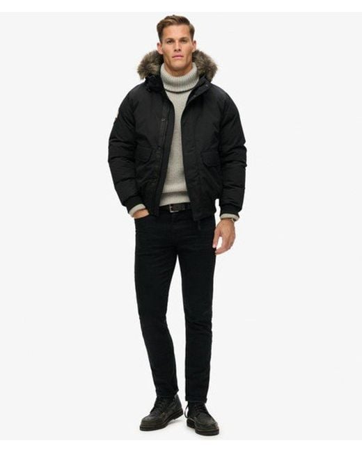 Superdry Black Everest Faux Fur Bomber Jacket for men