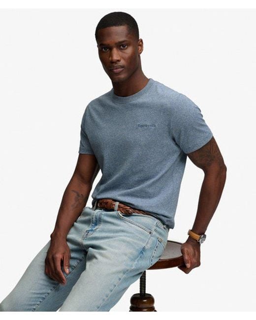 Superdry Blue & Co Essential Company Logo Embroidered T-shirt for men