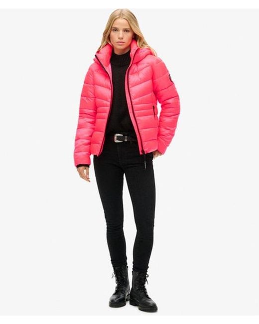 Superdry Red & Co Hooded Fuji Quilted Padded Jacket