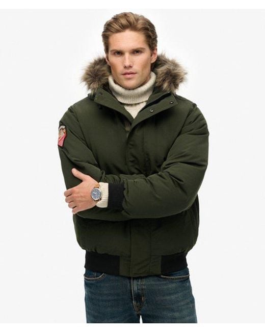 Superdry Black & Co Everest Faux Fur Bomber Jacket for men
