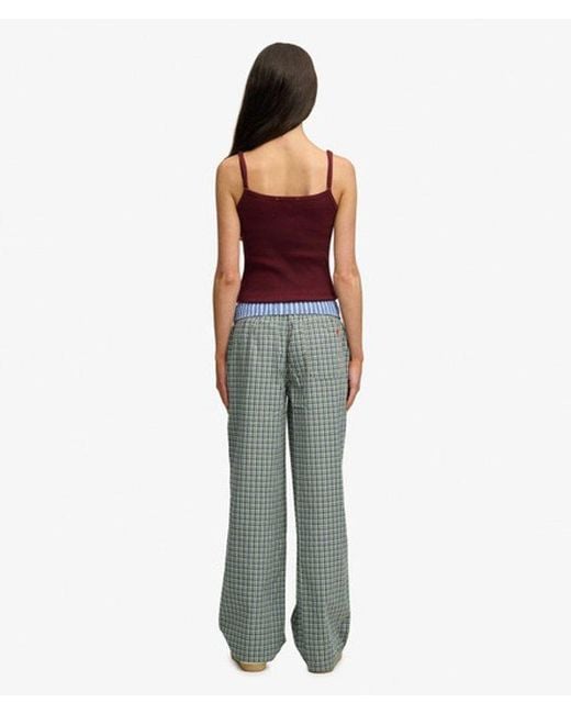 Superdry Purple & Co Mini Check Cotton Trousers