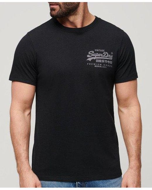 Superdry Black Classic Vintage Logo Heritage Chest T-shirt for men