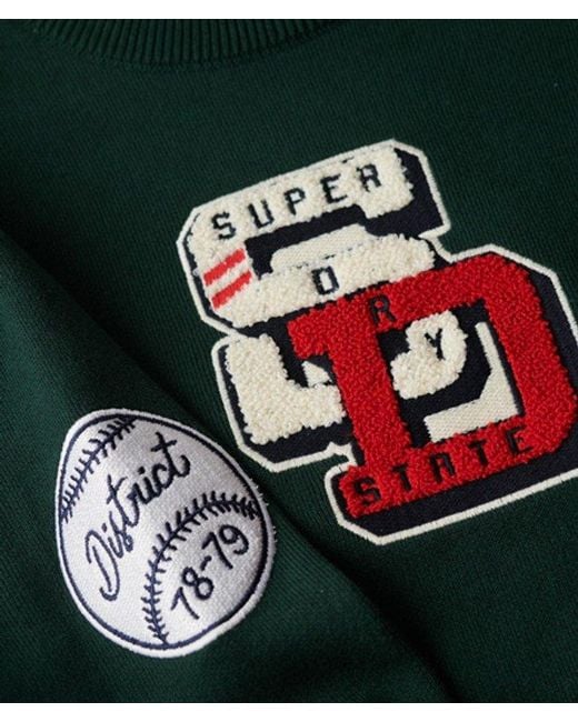 Superdry Black & Co Varsity Cropped Crew Jumper