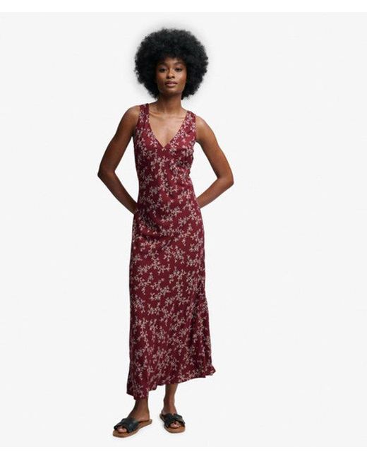 Superdry Red & Co Printed Sweetheart Maxi Dress