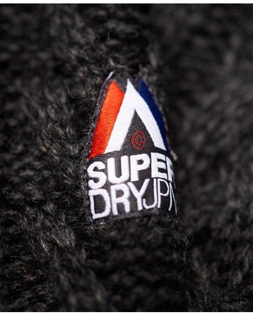 Superdry Black Mariner Henley Jumper Dark Charcoal/ Twist for men
