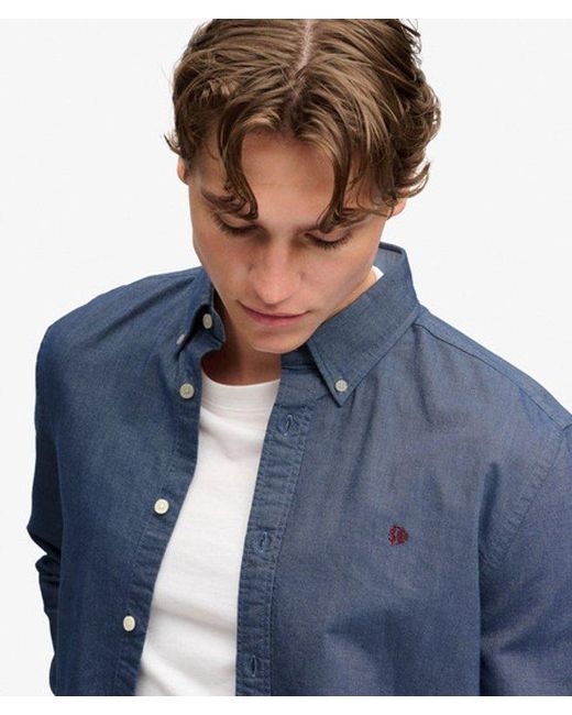 Superdry Blue & Co Preppy Oxford Long Sleeve Shirt for men