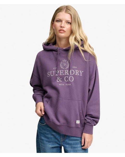 Superdry Purple & Co Luxe Casual Relaxed Hoodie